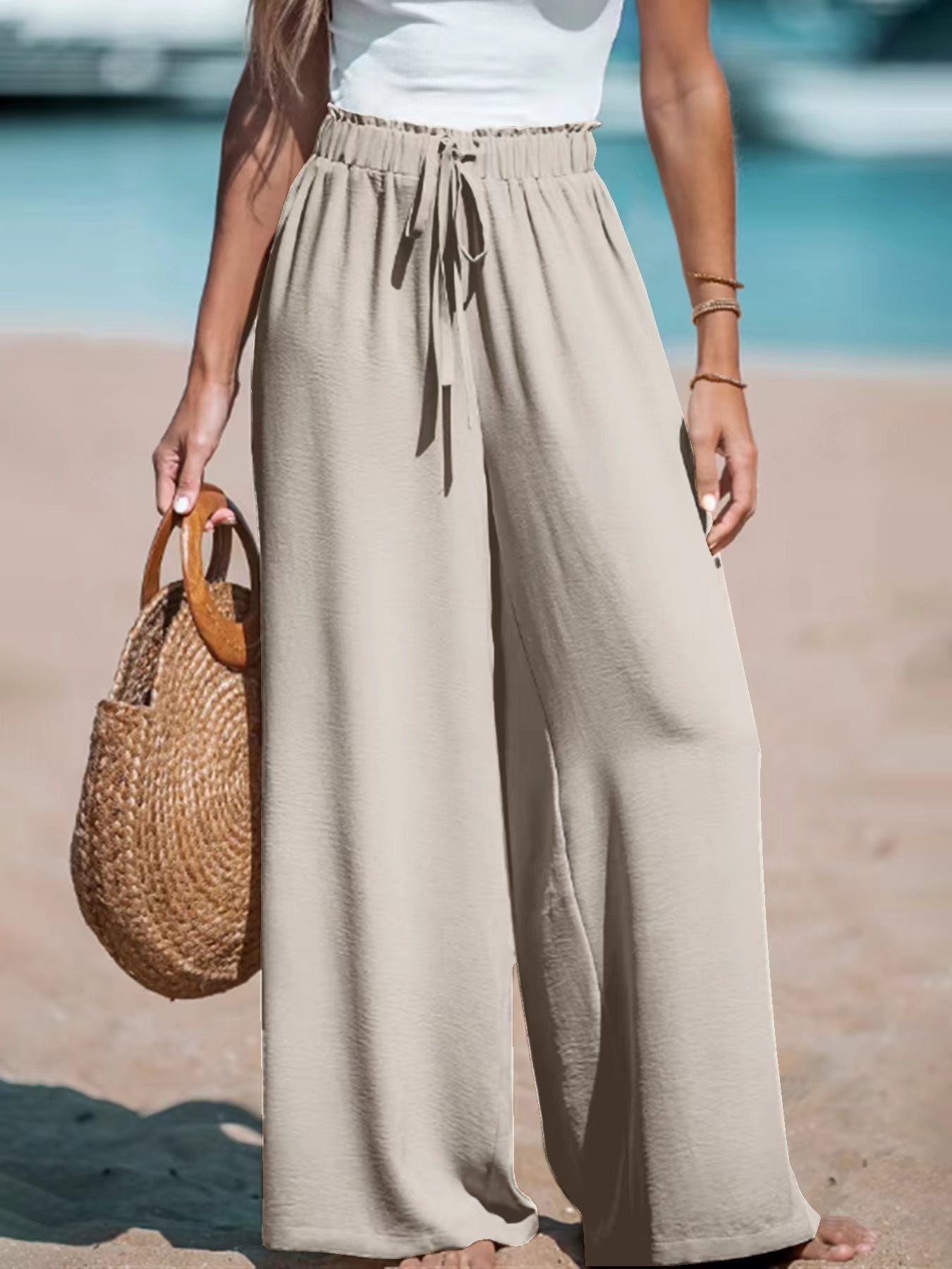 large décontracté pour femme avec faux cordon de serrage, coupe ample et tendance