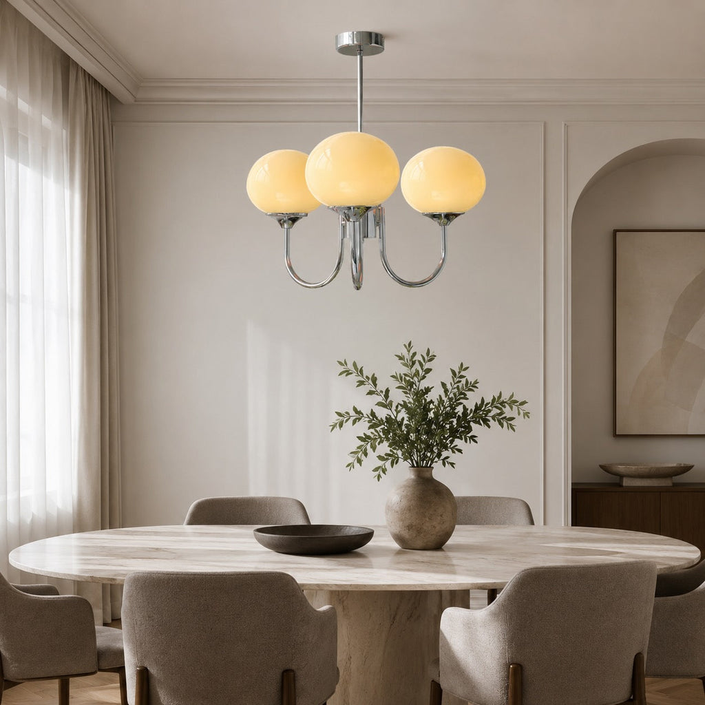 Lámpara colgante moderna de araña con brazo ajustable — luminaria con pantalla de cristal