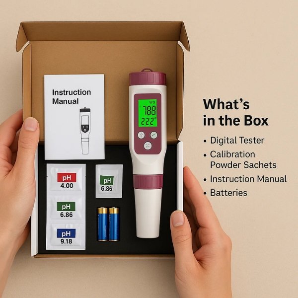 Digitální chytrý tester kvality vody 7 v 1 – měřič pH a chloru