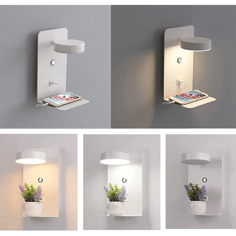 Lampada da scrivania a LED BrightSpot con rotazione a 330° – lampada notturna da parete con base di ricarica USB