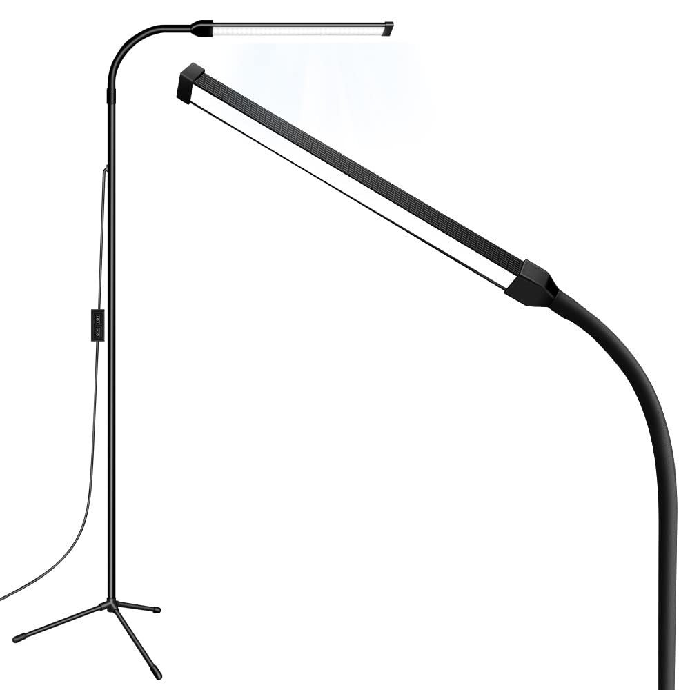 Lampada da terra LED Jcotton con collo di cigno regolabile — Nero 01