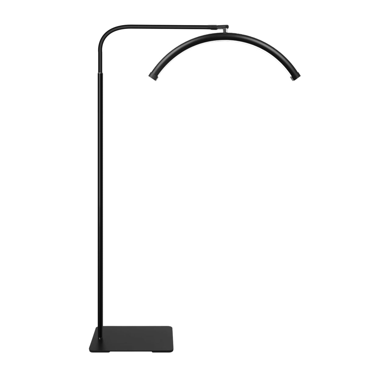 Lampada da terra ad arco Zecoxol — Telecomando dimmerabile, braccio flessibile, altezza regolabile, cristallo, nero, bianco