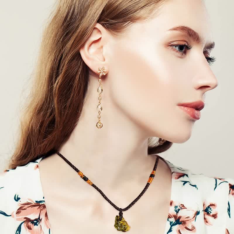Alina Green Moldavite Necklace — Purification Stone, Vibrant Green