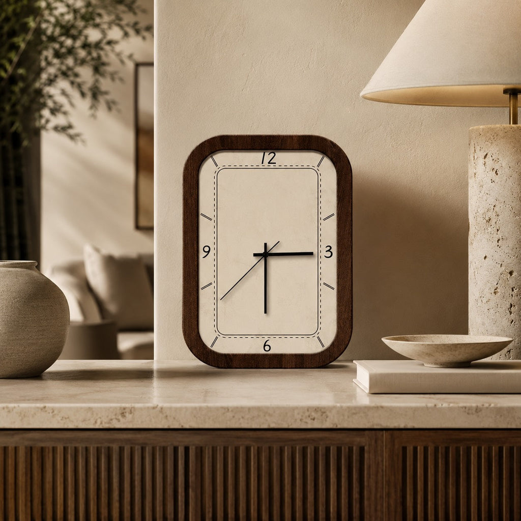 Vintage-Wanduhr – Holz, analoge Anzeige, Quarzwerk, batteriebetrieben, geschnitztes Pendeldesign