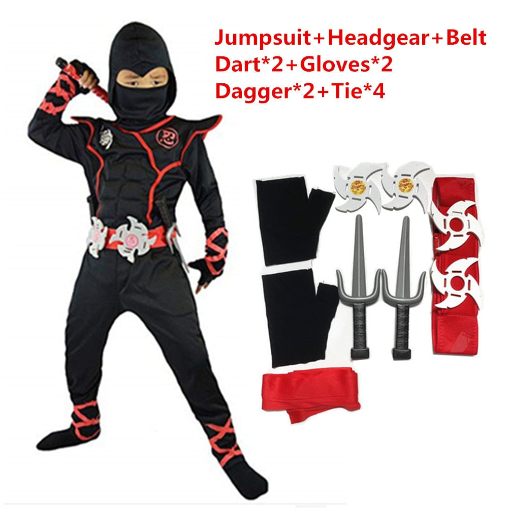 Teljes nindzsa harcos jelmezszett gyerekeknek Halloweenre