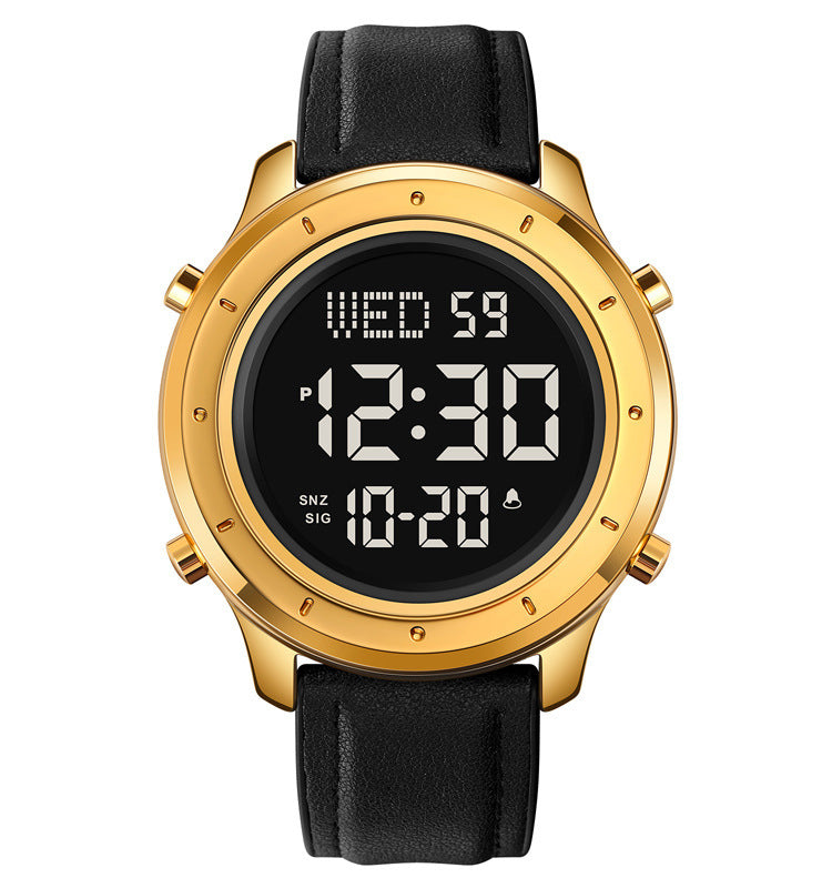 Men's Multifunction Electronic Watch — 47mm Round Dial, 30m Waterproof