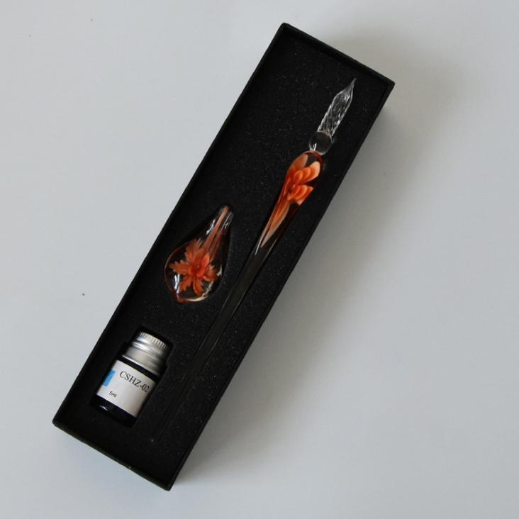 Handmade Glass Calligraphy Pen Set — Ink & Pen Holder
