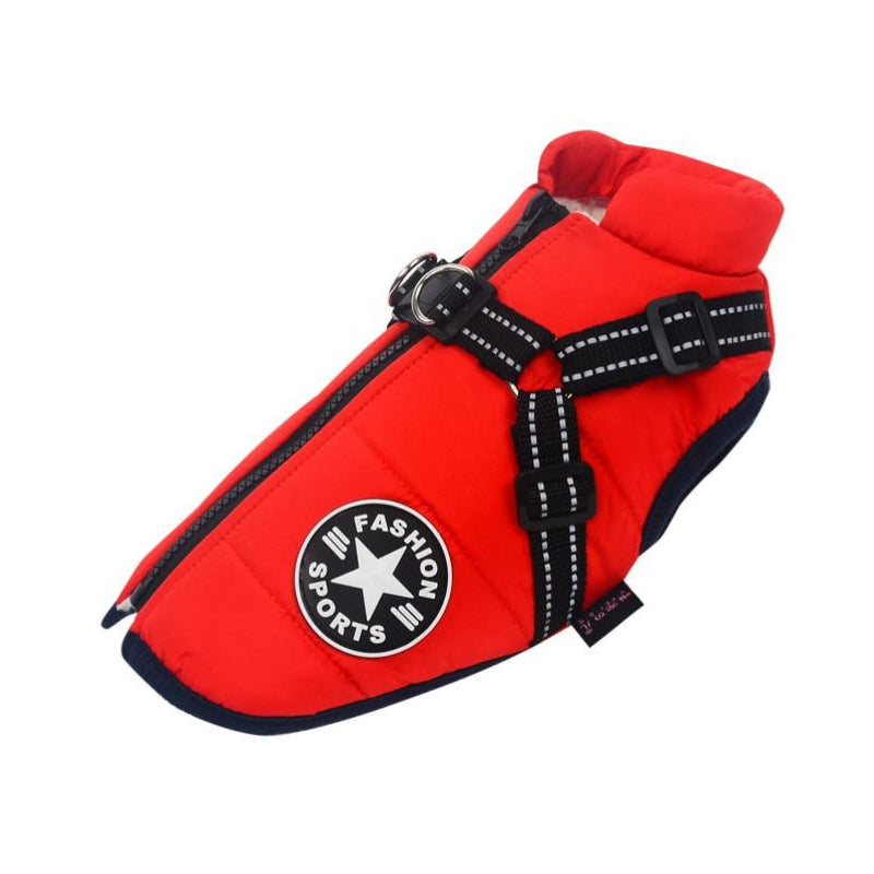 Waterproof Winter Dog Jacket — Integrated Harness Design