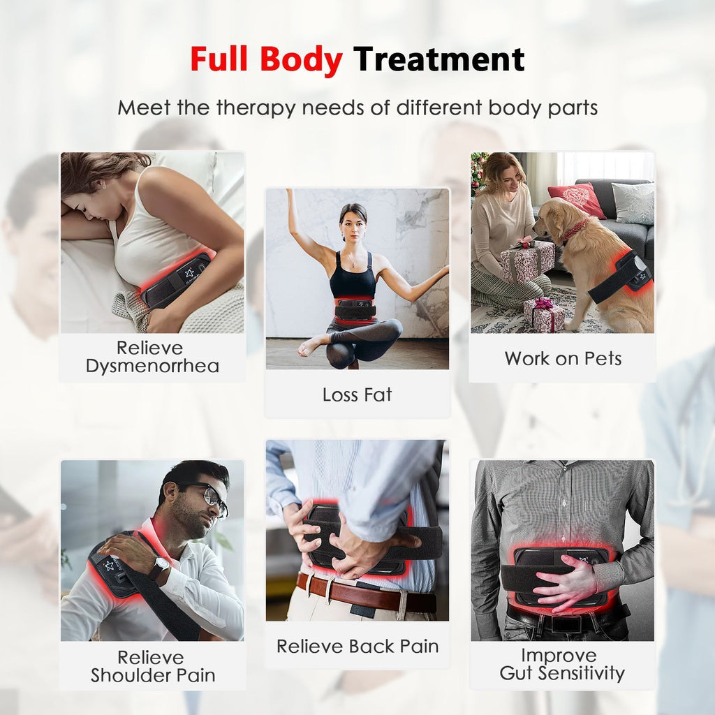 Infrared Red Light Therapy Belt Pad — 60 LEDs, Compact Medical-Grade Wrap