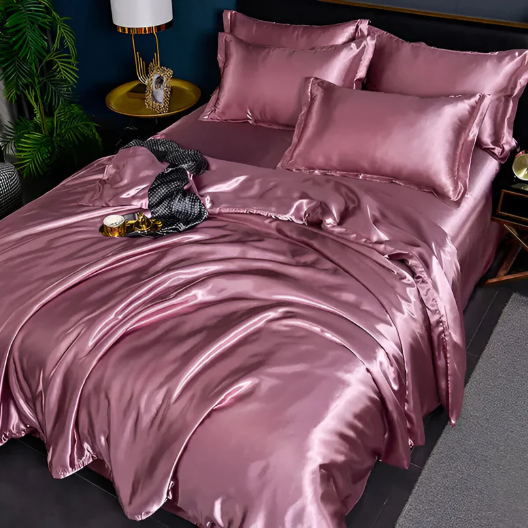Ropa de cama de seda con acabado liso y brillante