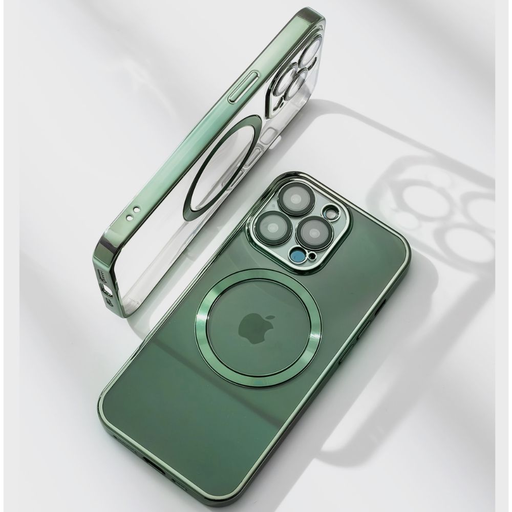 Tunt genomskinligt iPhone-skal – magnetisk ring och trådlös laddning