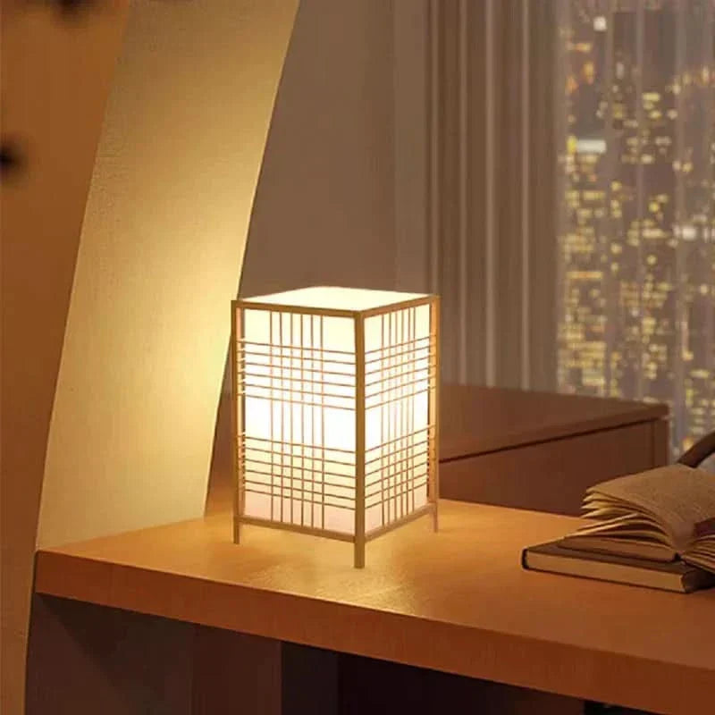 Japansk bambusbordlampe - håndlavede detaljer, varmt stemningslys