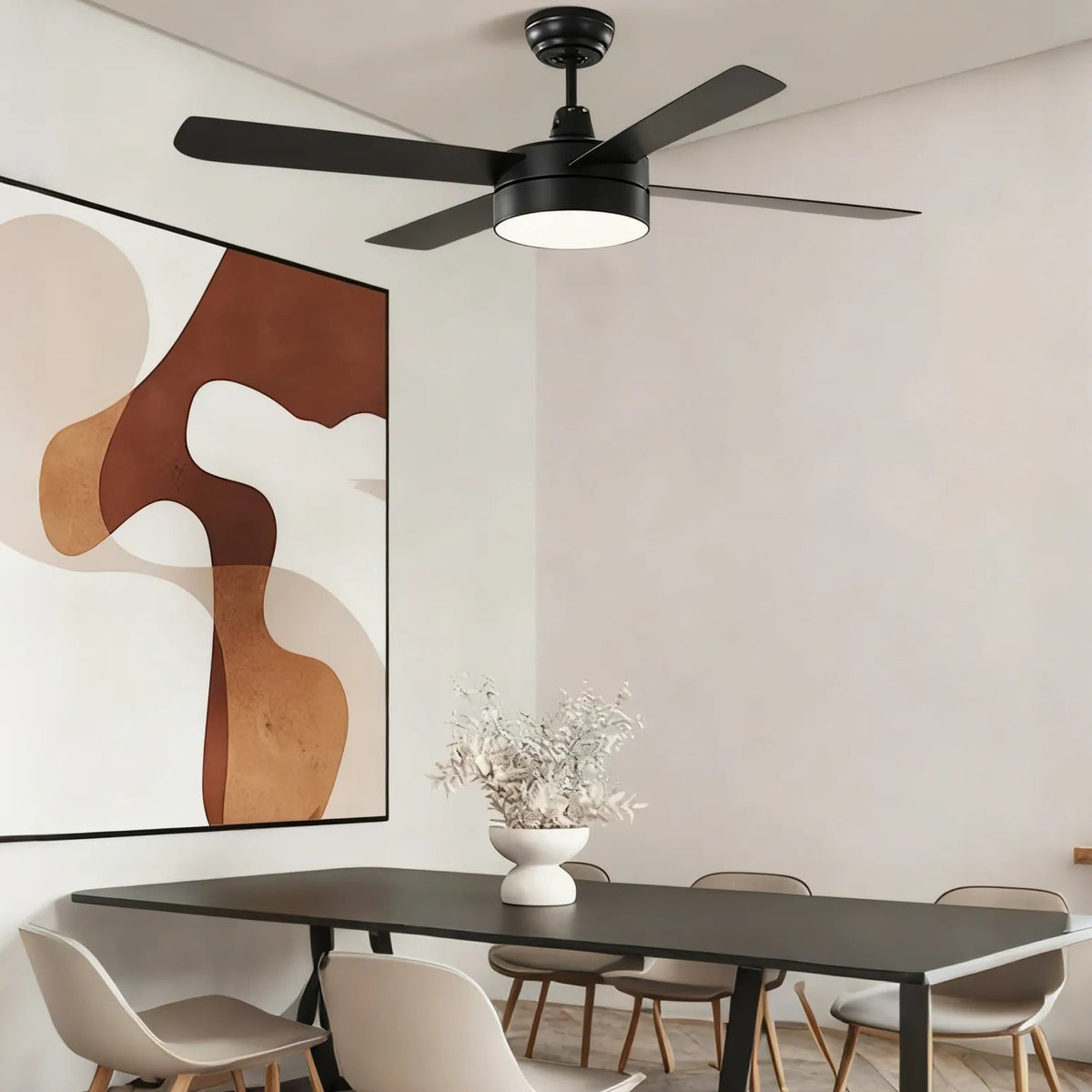 Modern Ceiling Light with Fan Quiet Metal for Living Room | boxzora