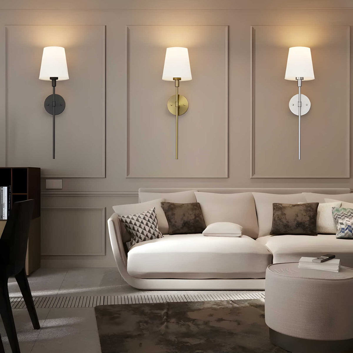 Black and Gold Wireless Wall Lamps