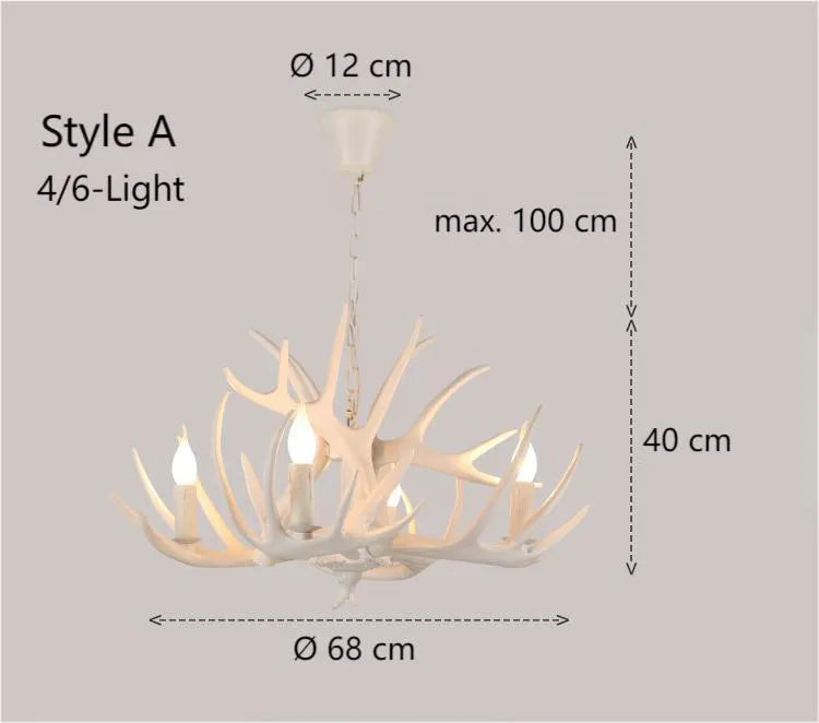 Lampadario di corna di cervo Mid-Century ad altezza regolabile per sala da pranzo | boxzora