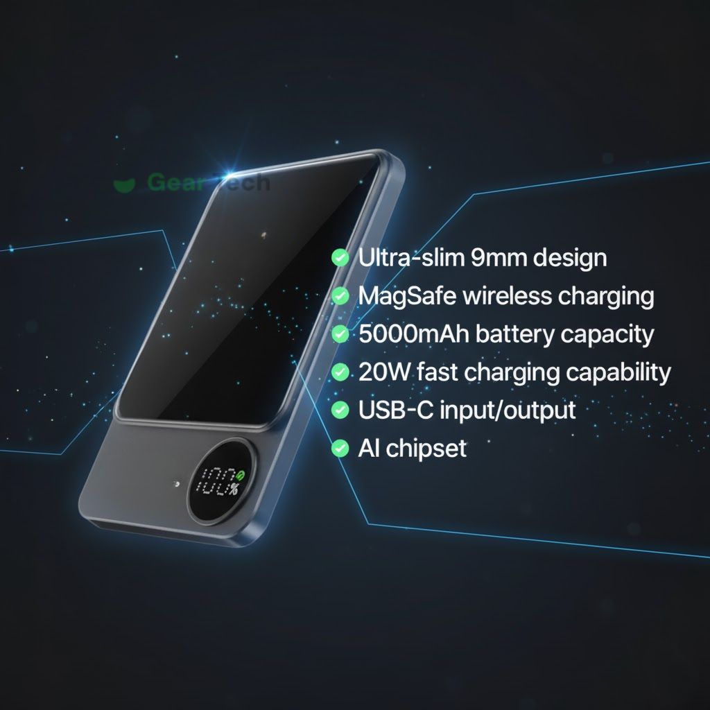 Batería externa magnética inalámbrica delgada – Cargador rápido, batería auxiliar de alta capacidad de 5000-10000mAh
