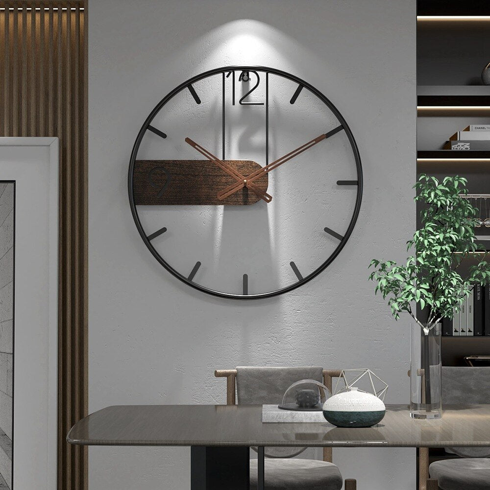 Walnut Wall Clock — Silent Quartz Movement, Round Dial