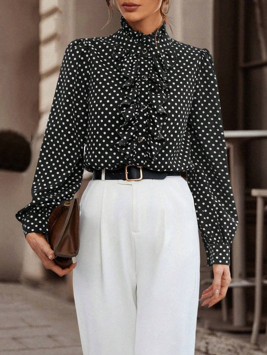Chemise Élégante à Pois – Style Rétro-Chic