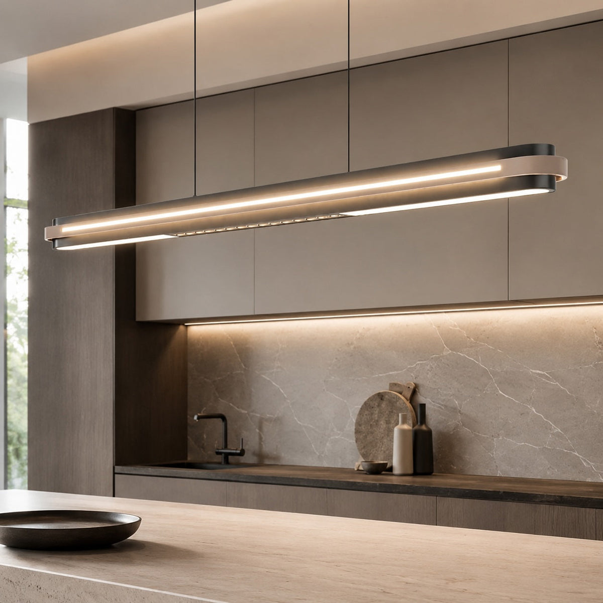 Modern Linear LED Pendant Light — Adjustable Length Metal Ceiling Lamp