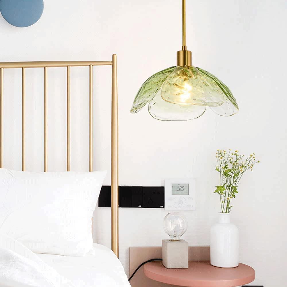 Lámpara colgante moderna de vidrio azul con forma de pétalos para dormitorio | boxzora
