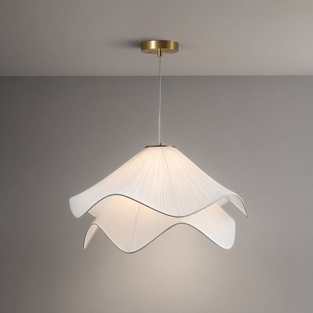 Japandi Modern Pendant Light — Structured Fabric Shade