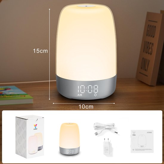 Luz de despertar Aurora — simulação do nascer e do pôr do sol, recarregável por USB-C