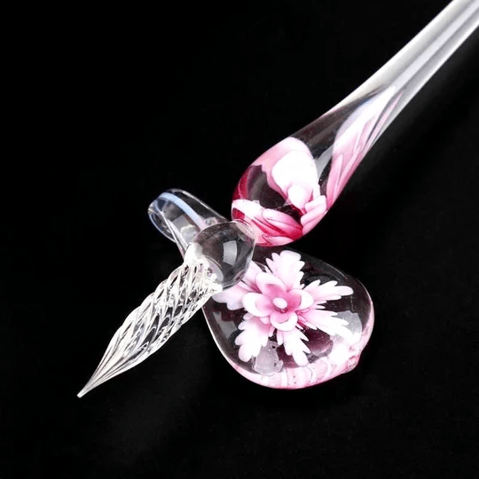 Handmade Glass Calligraphy Pen Set — Ink & Pen Holder