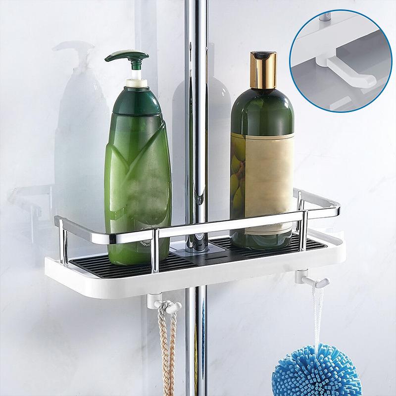 Wall Mount Shower Storage Rack — Secure Clip Design