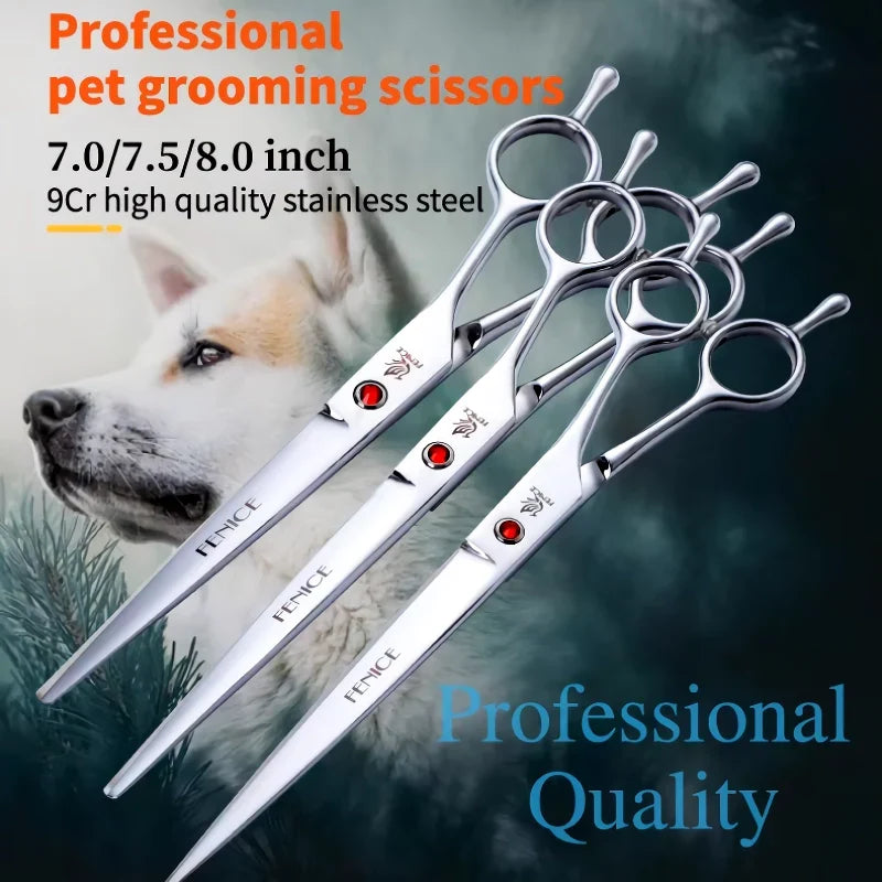 Professional Straight Pet Shears — 7.0, 7.5 & 8.0 Inch Sizes