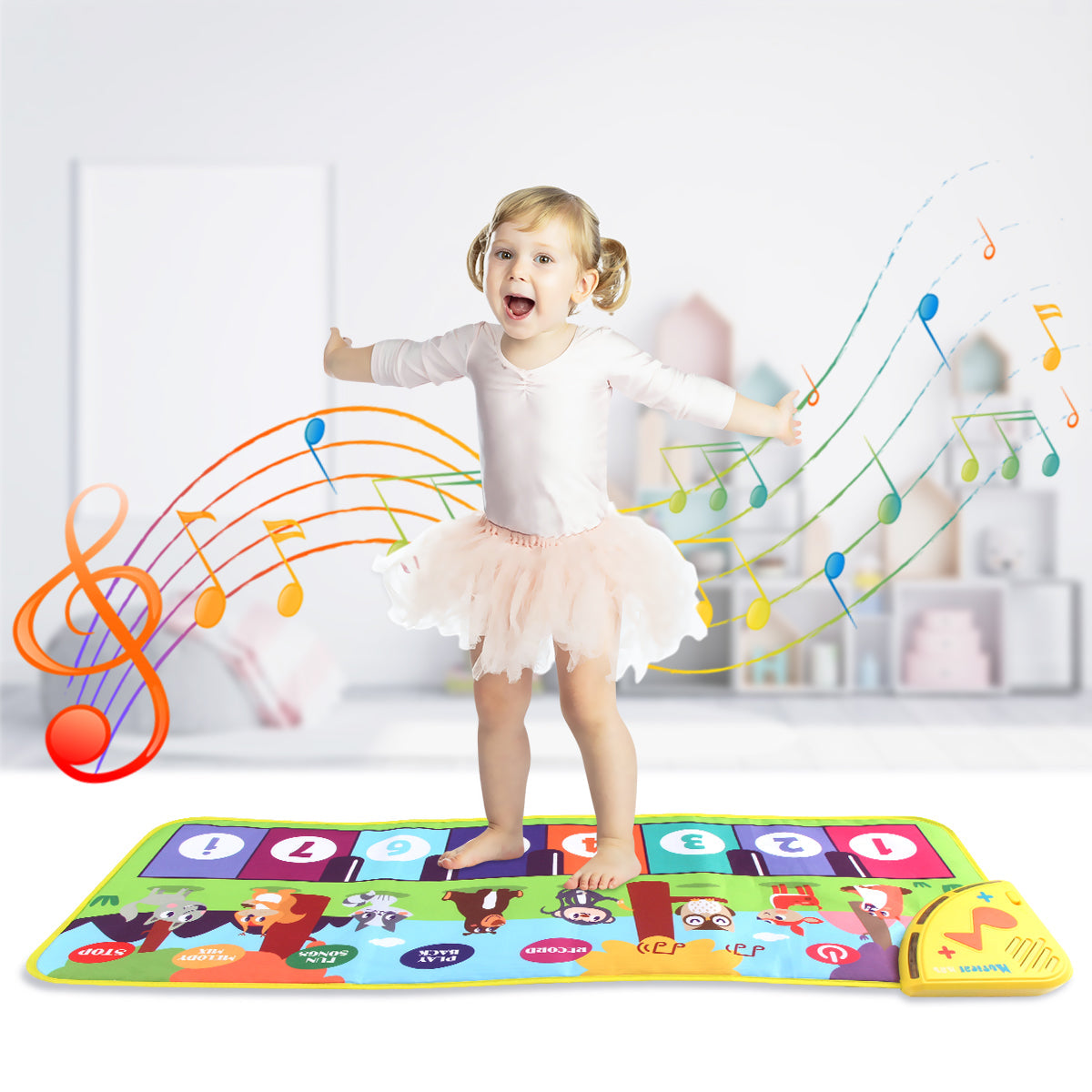 Tapete de dança musical multifunções - teclado de piano interativo, 8 sons de animais, design compacto e portátil
