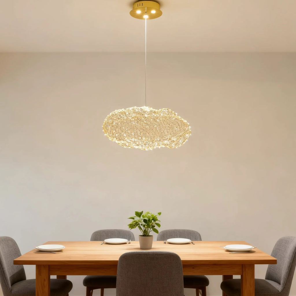 Nowoczesna metalowa lampa wisząca w kształcie chmury do jadalni, z regulacją wysokości | boxzora