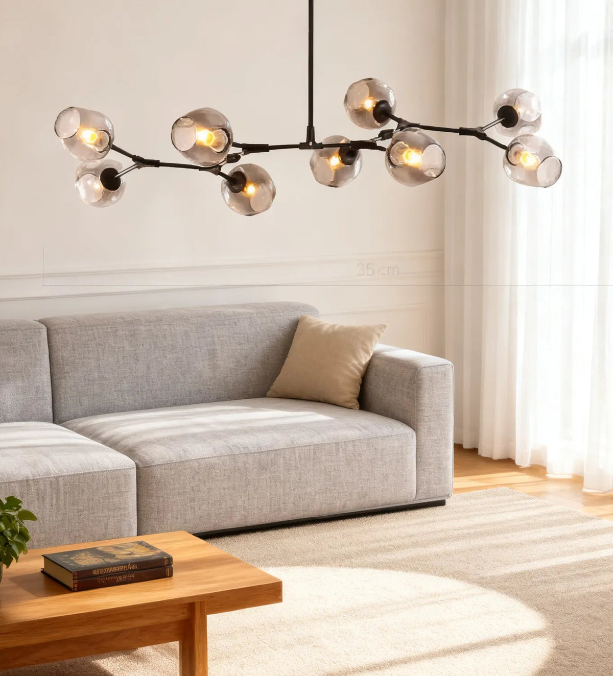Candelabru Mid-Century din sticlă, cu bule și ramificații, pentru living, cu brațe reglabile | boxzora