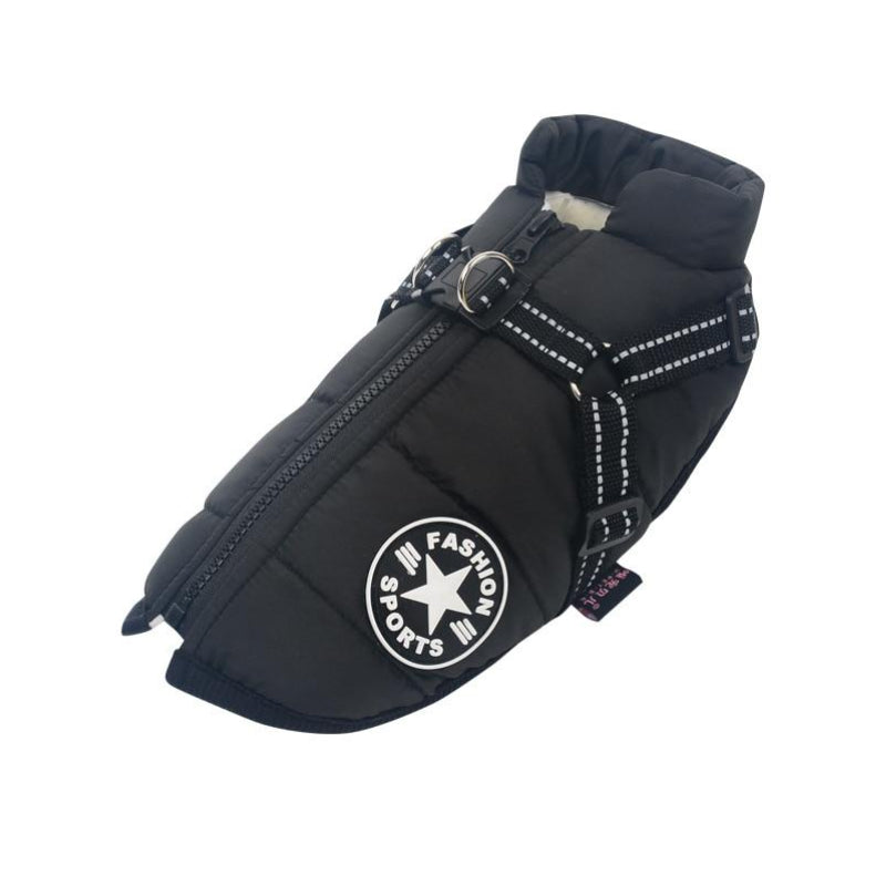 Waterproof Winter Dog Jacket — Integrated Harness Design