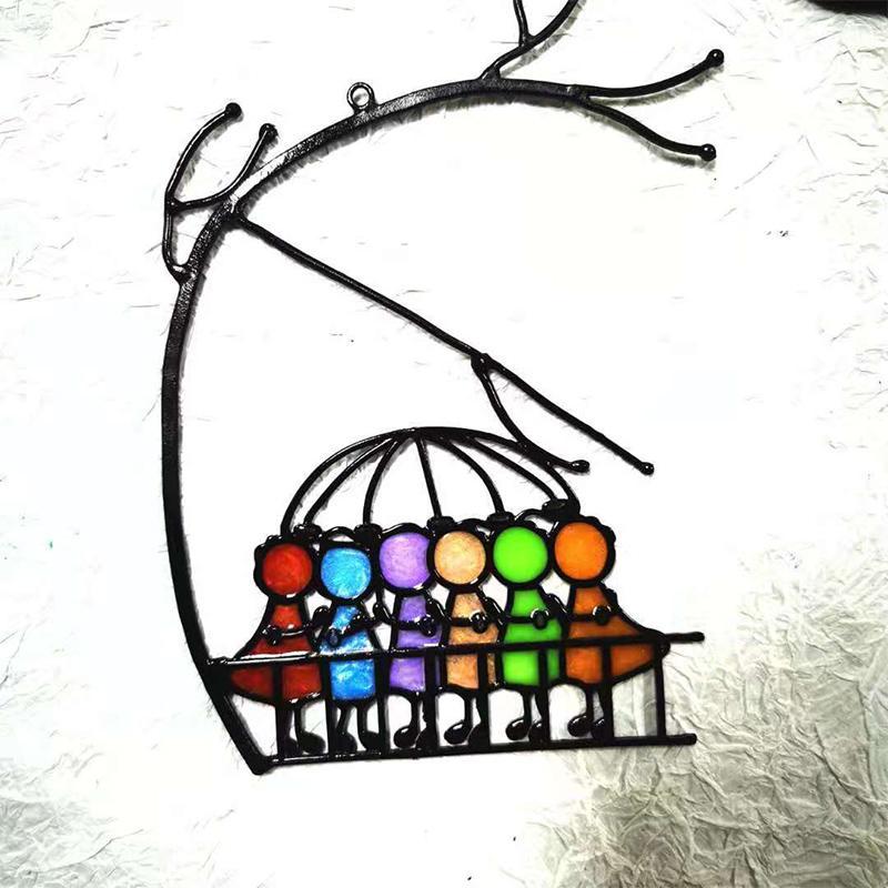 Hand-Painted Angel Sun Catcher – Vibrant Stained Glass Ornament
