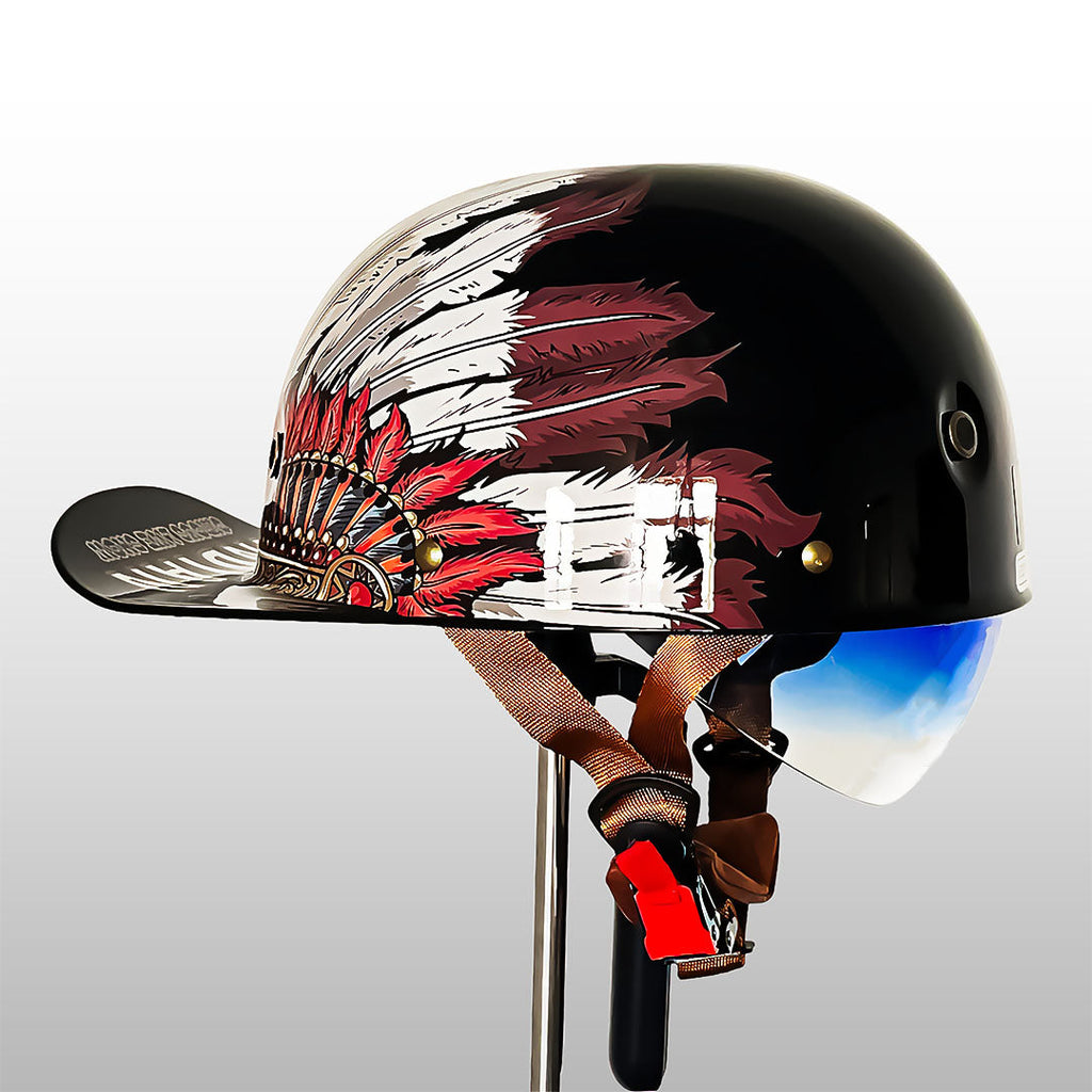Let certificeret Moto-baseballhjelm med halvshell-konstruktion