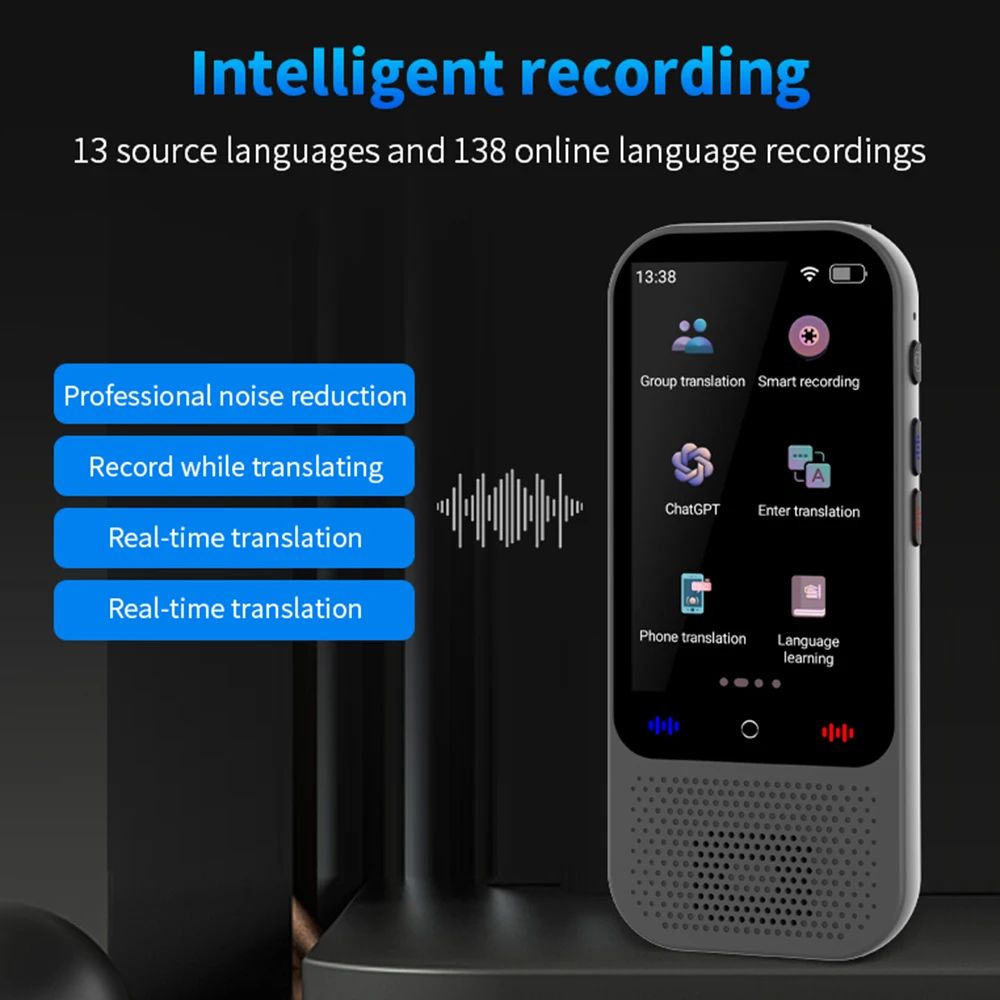 S80 Pro Portable Language Translator — ChatGPT AI Linkage, 16 Offline Translation Packs, 138-Language Voice Response