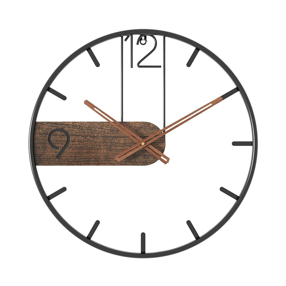 Walnut Wall Clock — Silent Quartz Movement, Round Dial