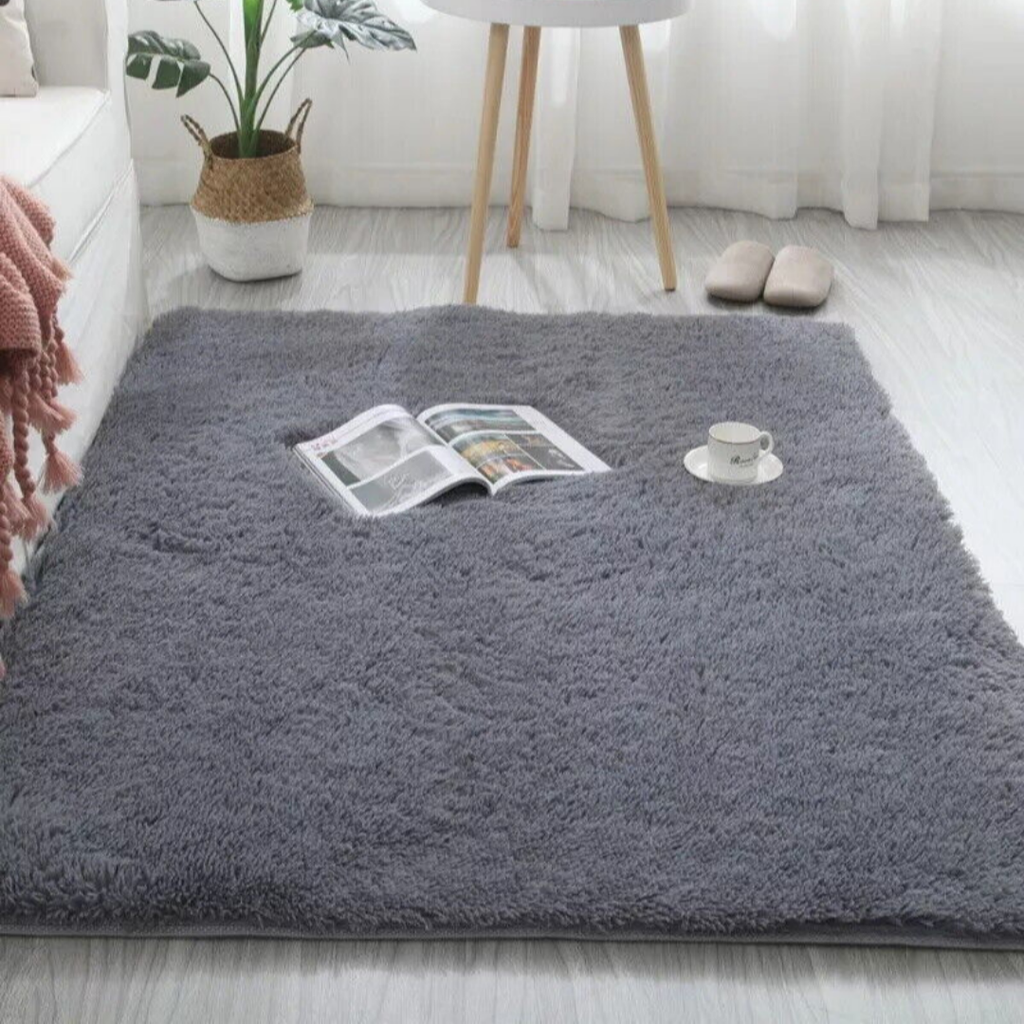 Alfombra grande lavable — reverso antideslizante y superficie de pelo suave