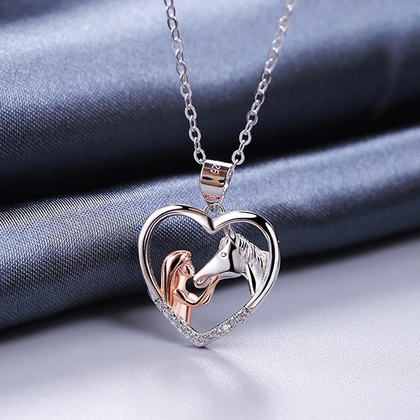 Girl and Horse Pendant Necklace