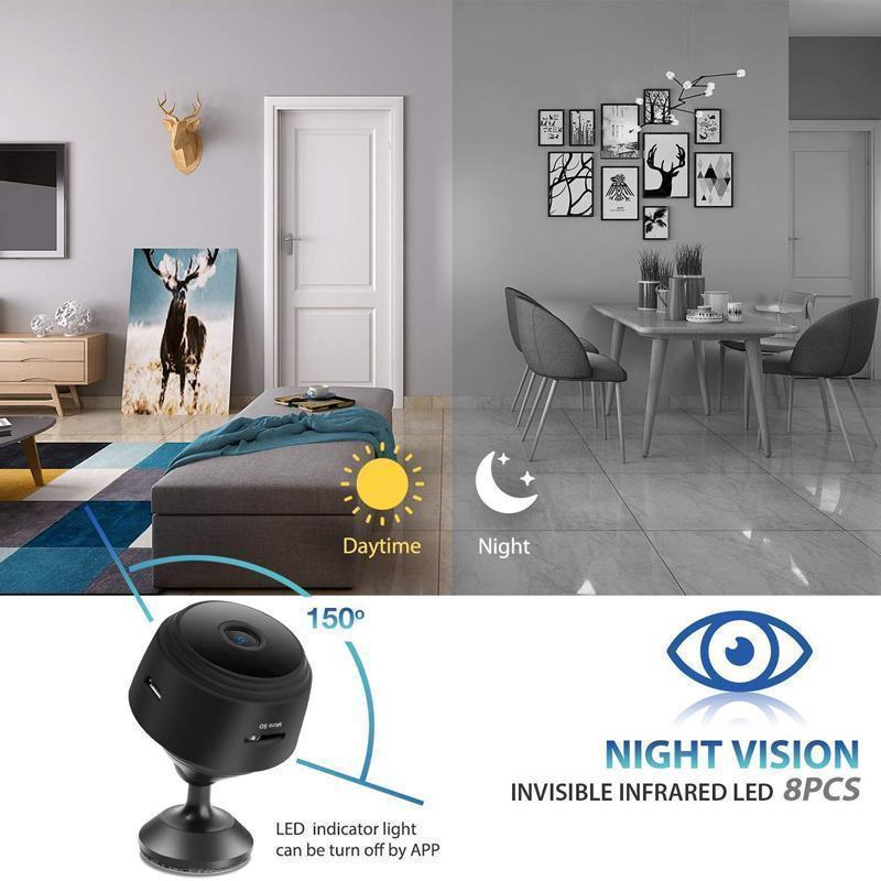 Mini kamera Wi-Fi 1080p — mocowanie magnetyczne, obiektyw szerokokątny 150 stopni