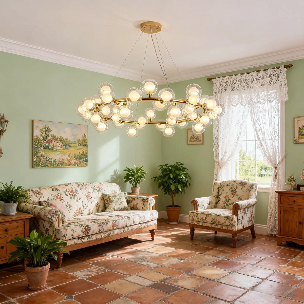 Candelabru modern tip baloane din sticlă aurie, reglabil pentru sufragerie | boxzora