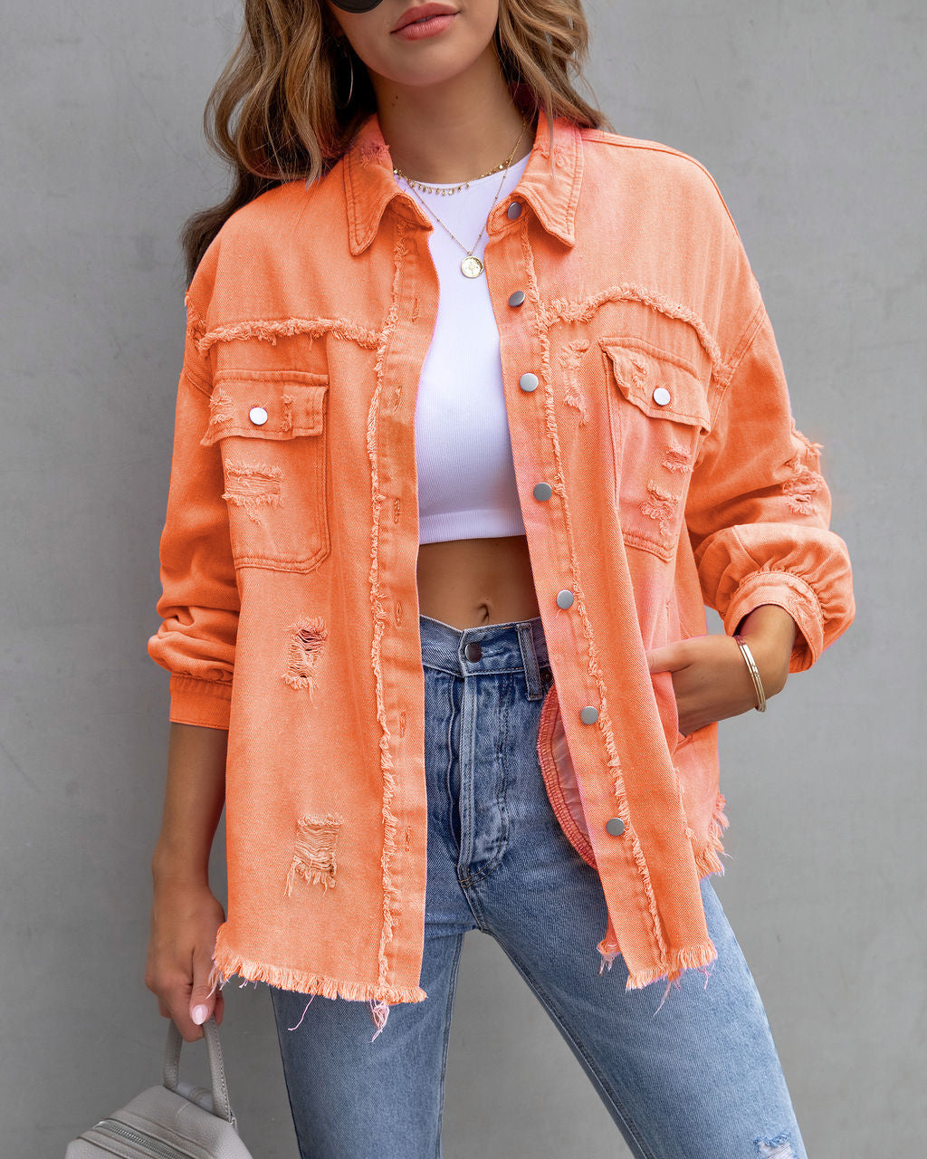 Veste Chemise Denim Déchirée