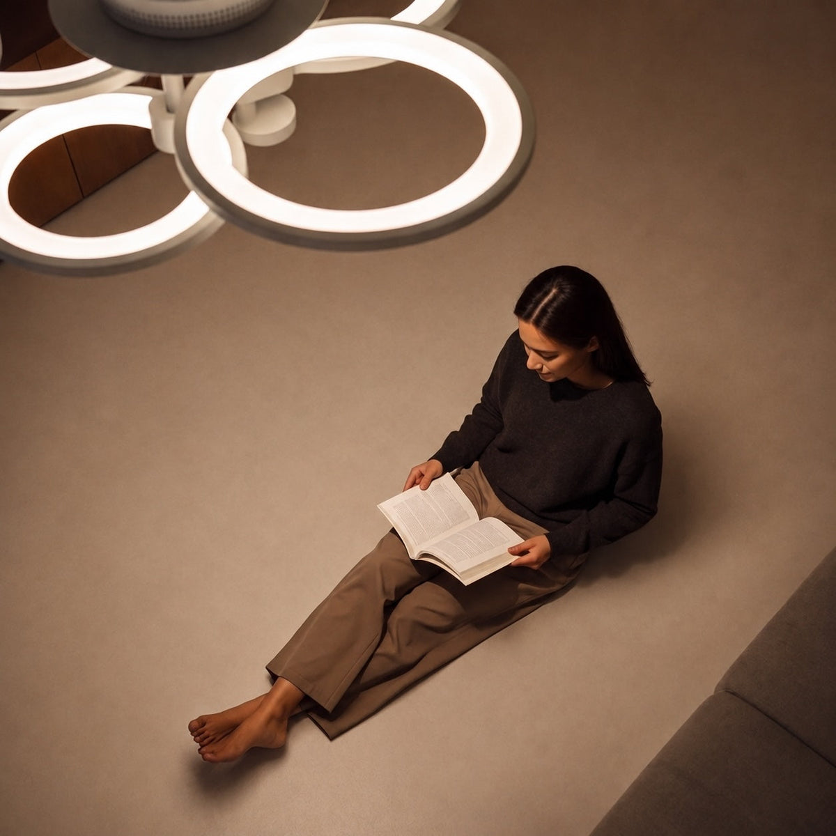 Modern Multi-Ring Flush Mount Ceiling Light — Metal & Acrylic LED Fixture, Dimmable & Adjustable