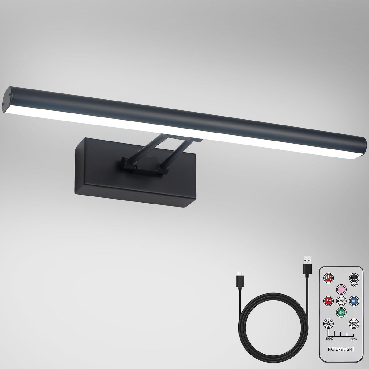 Lampada da quadro wireless nera Howmzon da 13.5" — 3CCT, telecomando, batteria ricaricabile da 5200mAh