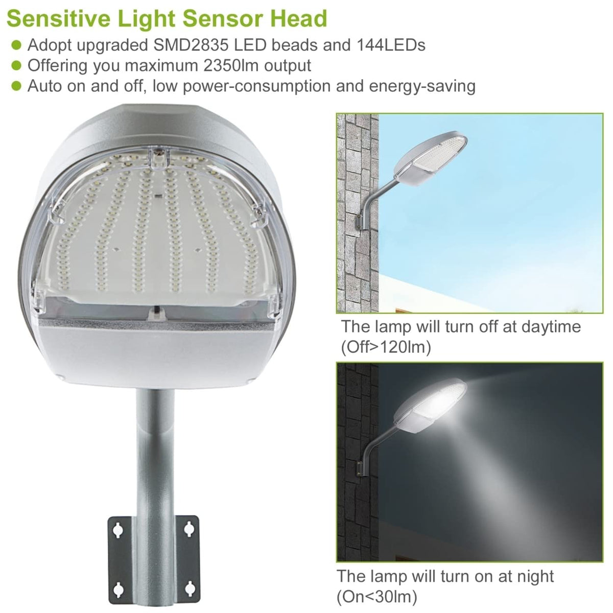 Lămpi LED de exterior Kocaso — 144 de LED-uri, senzor fotoelectric, impermeabile IP65