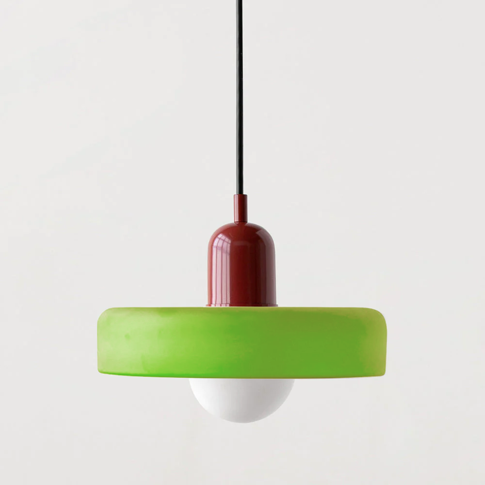 Lampa wisząca Bauhaus — kolorowy szklany klosz, regulowane zawieszenie