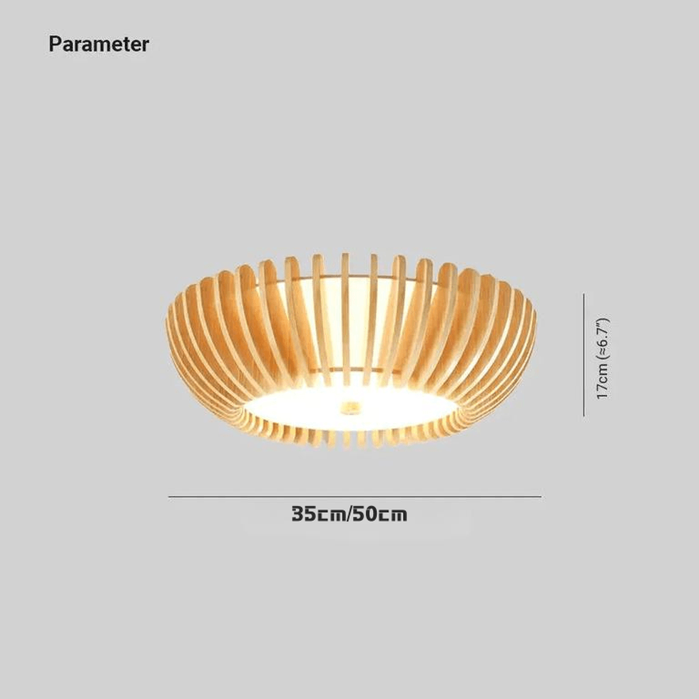 Taklampe i japandi-stil av tre med LED til soverommet | boxzora