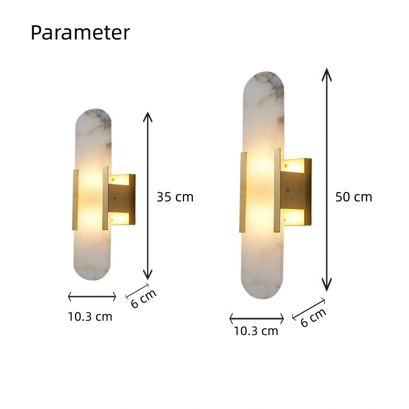 Moderne marmorvegglampe med blendingsbeskyttelse for sengekanten, oval form | boxzora