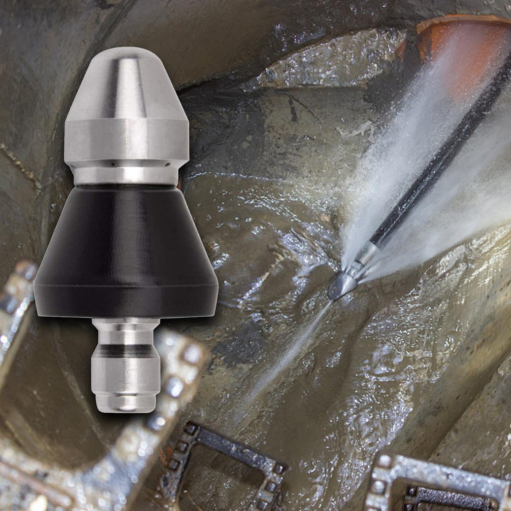 Buse de nettoyage de canalisations en acier inoxydable - Accessoire de pulvérisation haute pression pour drains
