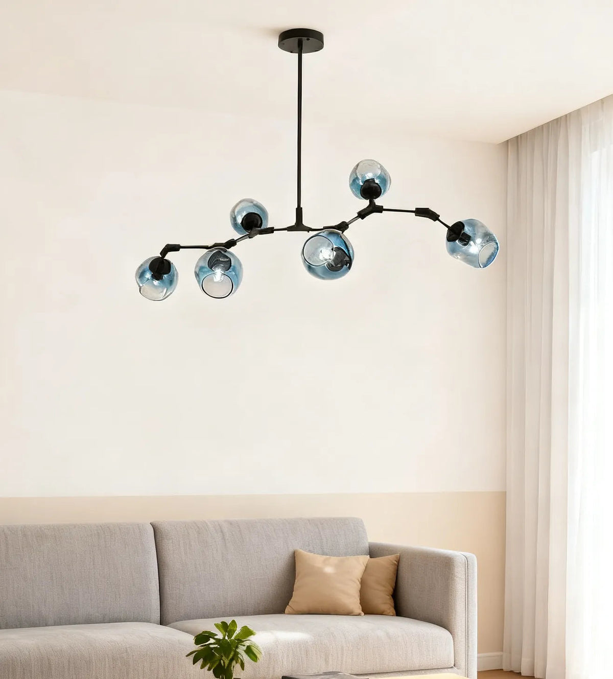 Candelabru Mid-Century din sticlă, cu bule și ramificații, pentru living, cu brațe reglabile | boxzora